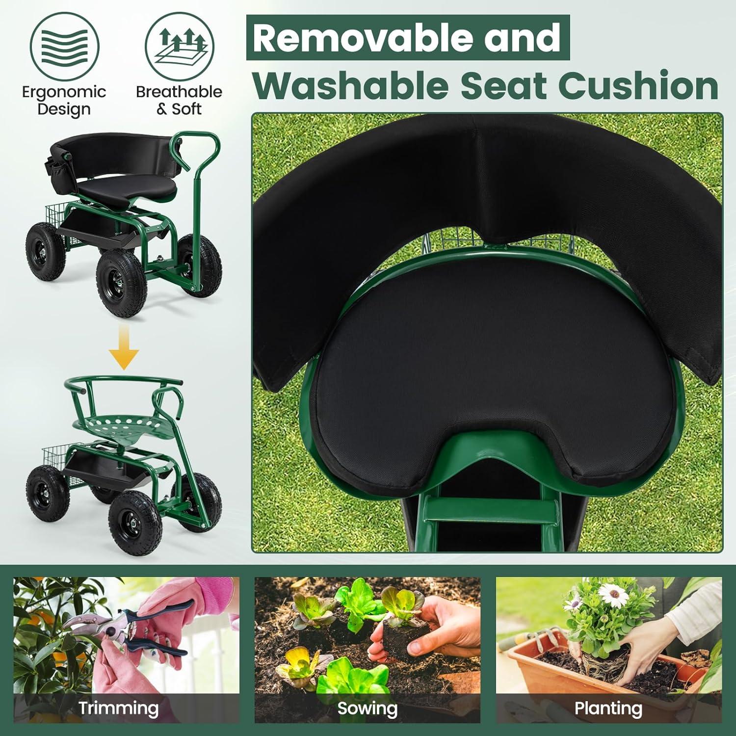 Cadeira de Jardinagem com Roda - Gardening Tools For Seniors avaliação e preço